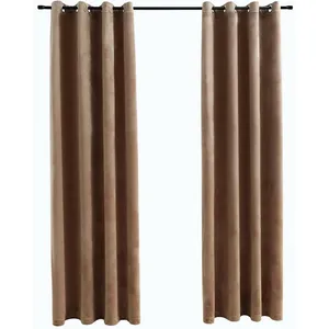Comparateur de prix : vidaXL Rideaux occultants avec anneaux 2 pcs Velours Beige 140x245 cm