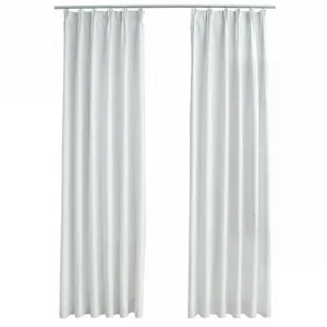 Comparateur de prix : vidaXL Rideaux occultants avec crochets 2 pcs Blanc cassé 140x245 cm