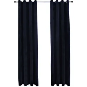 Comparateur de prix : vidaXL Rideaux occultants avec anneaux 2 pcs Velours Noir 140x225 cm