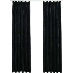 Comparateur de prix : vidaXL Rideaux occultants avec crochets 2 pcs Velours Noir 140x175 cm