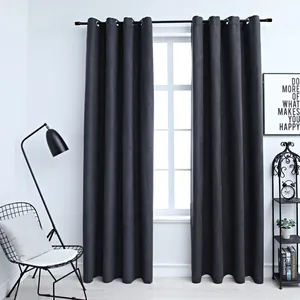 Comparateur de prix : vidaXL Rideaux occultants avec anneaux Métal 2pcs Anthracite 140x225cm