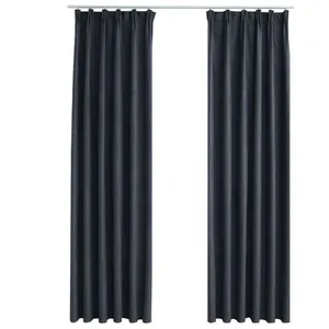 Comparateur de prix : vidaXL Rideaux occultants avec crochets 2 pcs Anthracite 140x225 cm