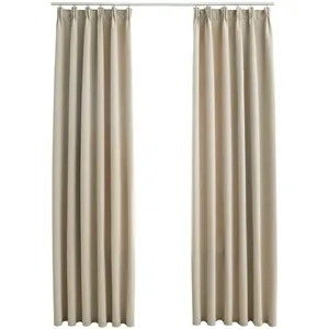 Comparateur de prix : vidaXL Rideaux occultants avec crochets 2 pcs Beige 140x245 cm