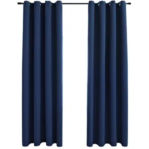 Comparateur de prix : vidaXL Rideaux occultants avec anneaux en métal 2 pcs Bleu 140x225 cm