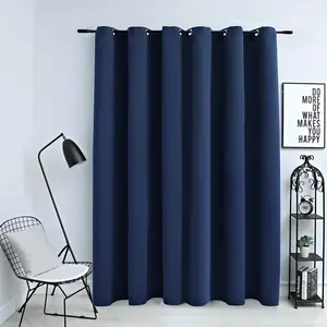vidaXL Rideau occultant avec anneaux en métal Bleu 290x245 cm pas cher