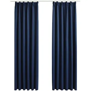 Comparateur de prix : vidaXL Rideaux occultants avec crochets 2 pcs Bleu 140x175 cm