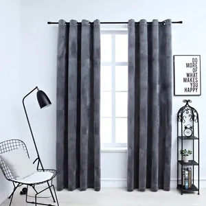 Comparateur de prix : vidaXL Rideaux occultants et anneaux 2pcs Velours Anthracite 140x245cm