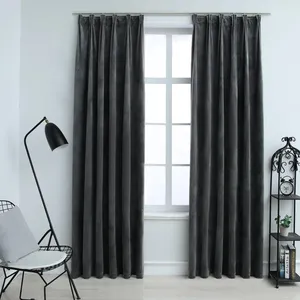 Comparateur de prix : vidaXL Rideaux occultants et crochet 2pcs Velours Anthracite 140x175cm