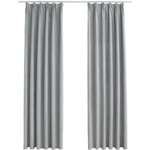Comparateur de prix : vidaXL Rideaux occultants avec crochets 2 pcs Gris 140x175 cm