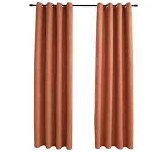 vidaXL Rideaux occultants et anneaux en métal 2 pcs Rouille 140x175 cm