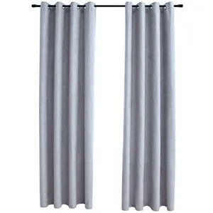 Comparateur de prix : vidaXL Rideaux occultants avec anneaux en métal 2 pcs Gris 140x245 cm