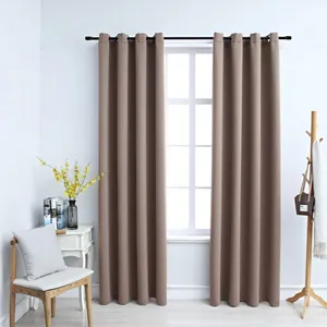vidaXL Rideaux occultants avec anneaux en métal 2 pcs Taupe 140x245 cm pas cher