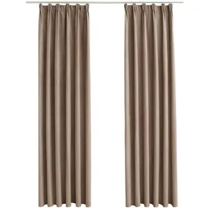 Comparateur de prix : vidaXL Rideaux occultants avec crochets 2 pcs Taupe 140x245 cm
