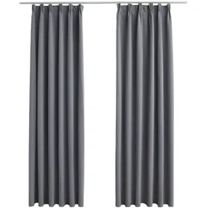 Comparateur de prix : vidaXL Rideaux occultants avec crochets 2 pcs Gris 140x175 cm