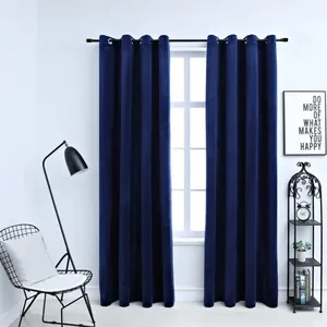 Comparateur de prix : vidaXL Rideaux occultants et anneaux 2pcs Velours Bleu foncé 140x175cm
