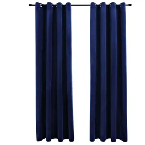 Comparateur de prix : vidaXL Rideaux occultants et anneaux 2pcs Velours Bleu foncé 140x225cm