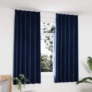 Comparateur de prix : vidaXL Rideaux occultants et crochet 2pcs Velours Bleu foncé 140x175cm