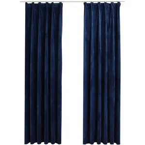 Comparateur de prix : vidaXL Rideaux occultants et crochet 2pcs Velours Bleu foncé 140x245cm