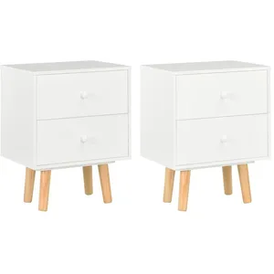 vidaXL Tables de chevet 2 pcs Blanc 40 x 30 x 50 cm Pin massif pas cher