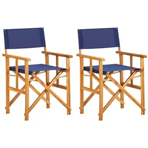 Vidaxl - Chaises de metteur en scène lot de 2 Bois massif d'acacia bleu pas cher