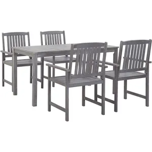 Ensemble à manger d'extérieur 5 pcs Gris Bois d'acacia solide vidaXL pas cher