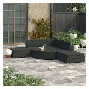Comparateur de prix : vidaXL Salon de jardin 6 pcs avec coussins Résine tressée Noir