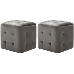 Comparateur de prix : vidaXL 2 pcs Poufs Gris 30 x 30 x 30 cm Tissu velours