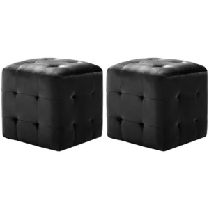 Comparateur de prix : vidaXL 2 pcs Poufs Noir 30 x 30 x 30 cm Tissu velours