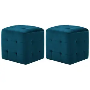 Comparateur de prix : vidaXL 2 pcs Poufs Bleu 30 x 30 x 30 cm Tissu velours