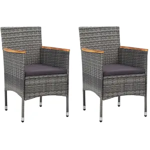 vidaXL Chaises de salle à manger de jardin 2 pcs Résine tressée Gris pas cher