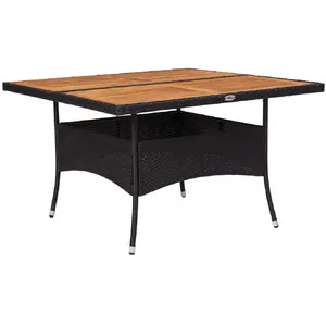 vidaXL Table d'extérieur Noir Résine tressée et bois d'acacia solide pas cher