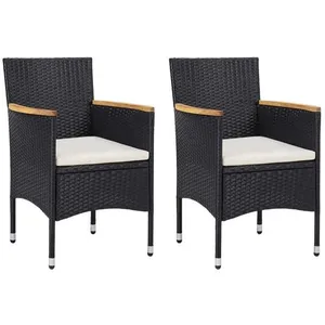 vidaXL Chaises de salle à manger de jardin 2 pcs Résine tressée Noir pas cher