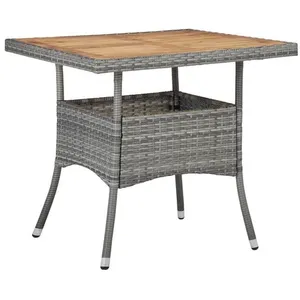vidaXL Table d'extérieur Gris Résine tressée et bois d'acacia solide pas cher