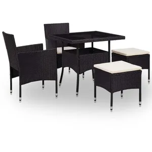 Comparateur de prix : vidaXL Mobilier à dîner d'extérieur 5 pcs Noir Résine tressée et verre
