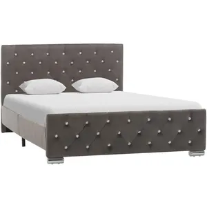 vidaXL Cadre de lit Gris Tissu 120 x 200 cm pas cher