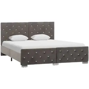 vidaXL Cadre de lit Gris Velours 140x200 cm