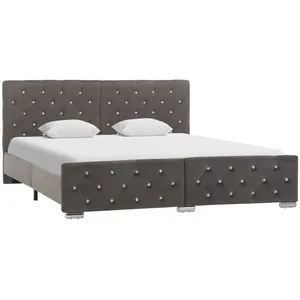 vidaXL Cadre de lit Gris Velours 160x200 cm pas cher
