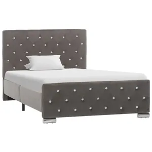 vidaXL Cadre de lit Gris Velours 100x200 cm pas cher