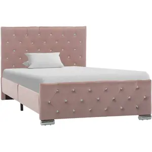 vidaXL Cadre de lit Rose Velours 100 x 200 cm pas cher