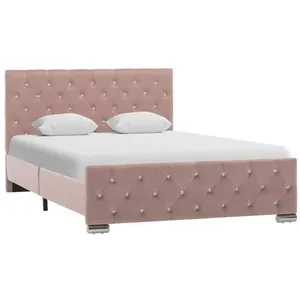 vidaXL Cadre de lit Rose Velours 120x200 cm pas cher
