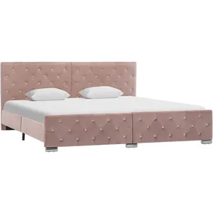 Comparateur de prix : vidaXL Cadre de lit Rose Velours 180x200 cm