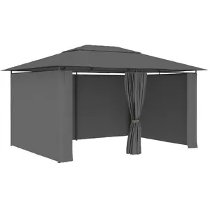 vidaXL Tonnelle de jardin avec rideaux 4 x 3 m Anthracite pas cher