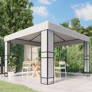 vidaXL Tonnelle avec toit double 3x3 m Blanc pas cher
