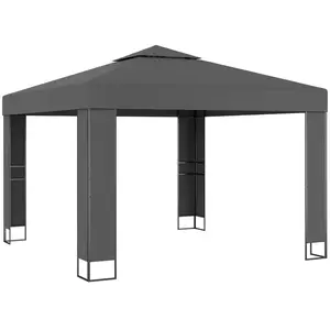 vidaXL Tonnelle avec toit double 3x3 m Anthracite pas cher