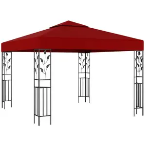 vidaXL Belvédère 3x3 m Rouge bordeaux pas cher
