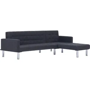 vidaXL Canapé-lit en forme de L gris foncé polyester pas cher