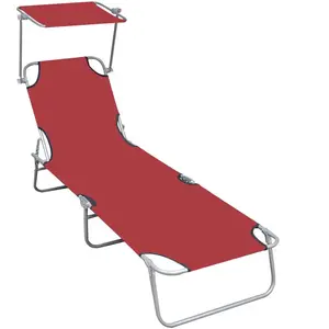 Comparateur de prix : vidaXL Chaise longue pliable avec auvent Rouge Aluminium