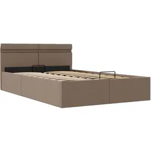 Comparateur de prix : Cadre de lit à stockage hydraulique et led taupe 120x200 cm Vidaxl Taupe