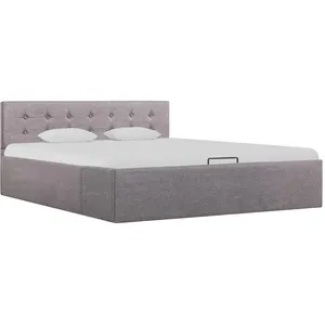 vidaXL Cadre de lit à stockage hydraulique Taupe Tissu 140x200 cm