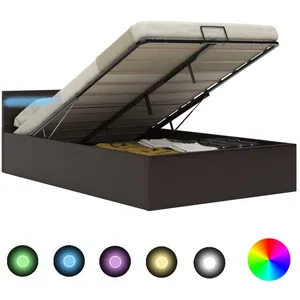 Comparateur de prix : vidaXL Cadre de lit à rangement avec LED gris similicuir 140x200 cm